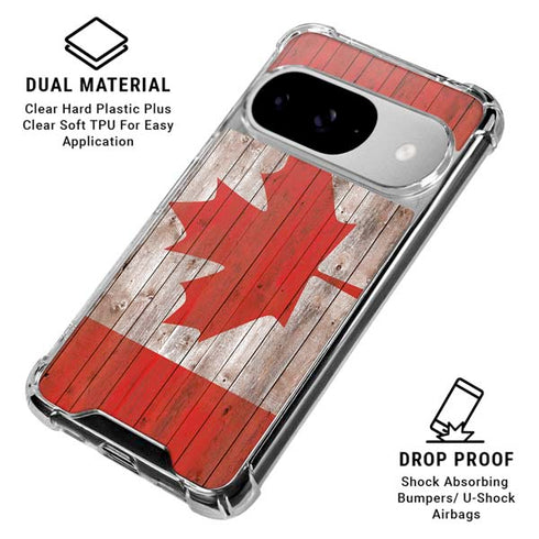 Canadian Flag Dark Wood Google Pixel 10 Clear Case